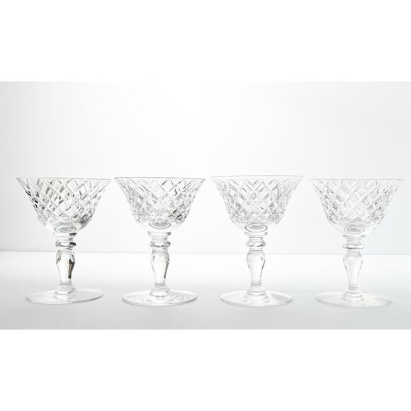 Hawkes “Delft Diamond” Set of 4 Crystal Coupe Champagne Glasses 5” 4oz Signed - Picture 2 of 6